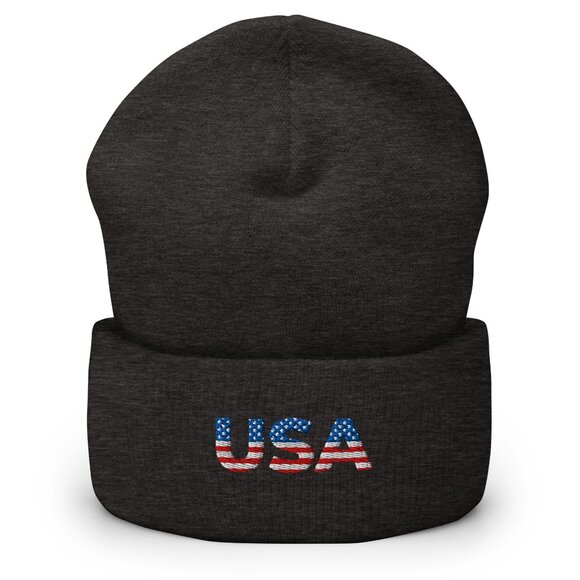 USA Embroidered Cuffed Beanie – Cozy Unisex beanie main image 4